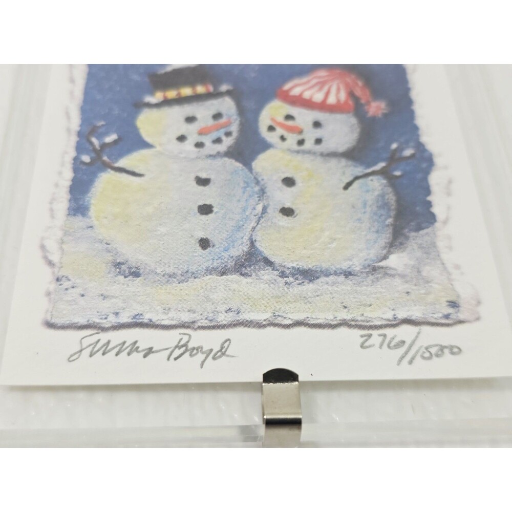 Winter Snowman Couple Print Ornament Framed Limited #276/1000 Susan Boyd MN